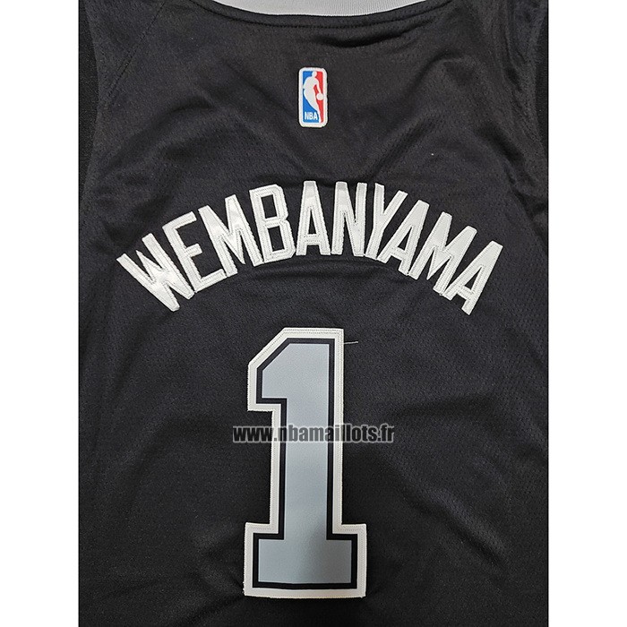 Maillot San Antonio Spurs Victor Wembanyama NO 1 Statement 2022-23 Noir